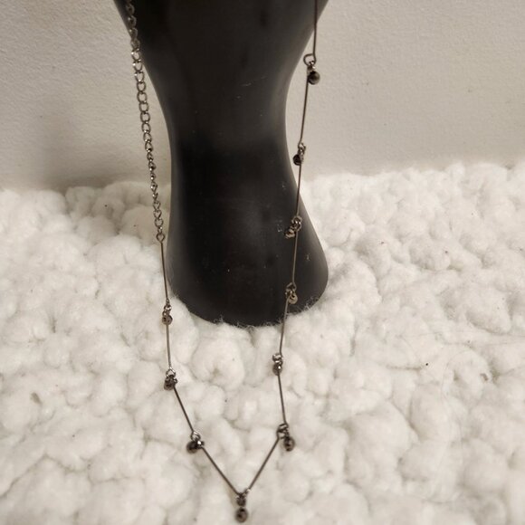 Delicate Black Costume Necklace – Smoky Black Beads, 16” Chain - Picture 9 of 10